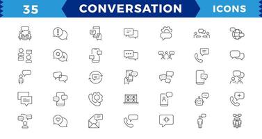 Dialogue, communication,Approved, Checkmark box and Social media message. Chat and quote line icons. Chat speech bubble, conversation or chatting related editable stroke outline icon. vector