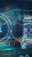 Virtual space with artificial intelligence infographics flow. video