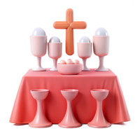 Easter Table Setting with Cross and Eggs png