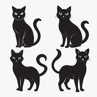 Elegant Cat Silhouette minimalist image Design set vector