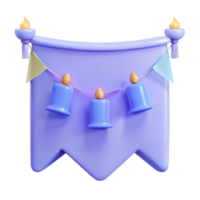 Purple Banner with Candles and Bunting png
