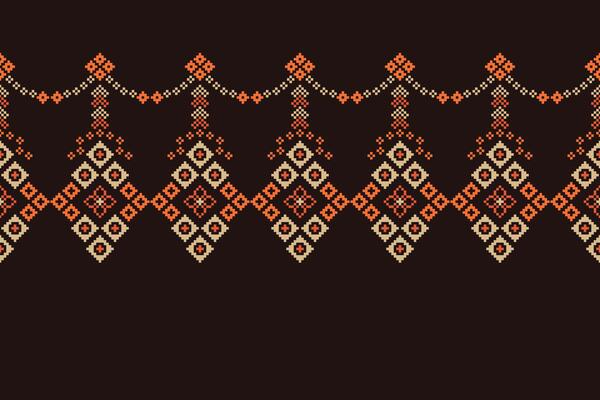 Brown ethnic brown color fabric pattern motif decor wallpaper decoration.