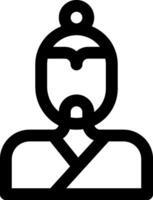 A black and white icon of a man with a beard vector