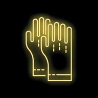 Glowing neon line rubber gloves icon isolated on black background for your design vector