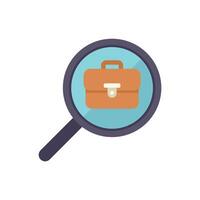 Magnifying glass showing briefcase for job search concept vector