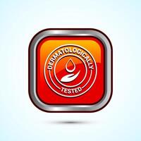 Dermatologically tested icon design, dermatology test and dermatologist clinic icon, Orange Color Square Button Design vector