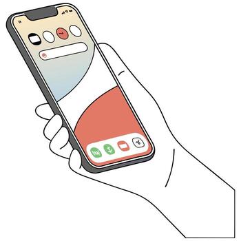 ilustración de un mano participación un teléfono inteligente con un pantalla demostración un número de diferente aplicaciones vector