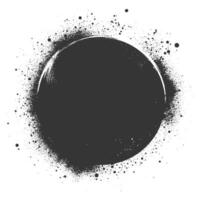 Black and white grunge circle with splatters on it vector