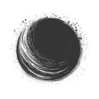 A black and white drawing of a circle with a paint splatter vector