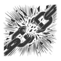 A broken chain with a broken link and a broken piece of paper vector