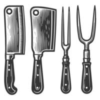 A set of knives and forks with a knife and fork vector