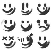 A set of black and white emoticons vector