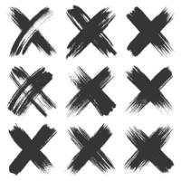 Set of brush strokes x marks on white background vector