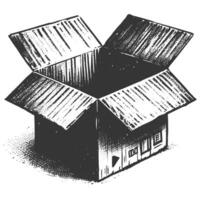 An illustration of a box with a door open vector