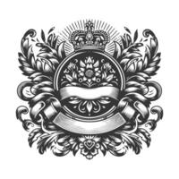 Vintage royal crest with crown and ribbon vector