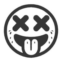 A black and white emoji with a tongue sticking out vector