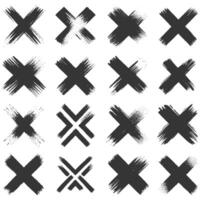 A set of black and white brush strokes vector