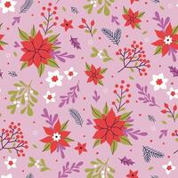 Seamless pattern of winter Christmas plants. graphics. vector