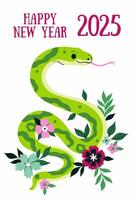 Symbol of 2025 year green snake. graphics. vector