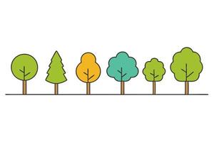 Colorful Line Drawing of Trees with Different Hues for Nature Art Lovers vector