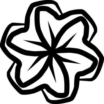 Sleek flower petal icon in black and white, a versatile element for creative web design, UI, UX, and other digital or print design needs vector