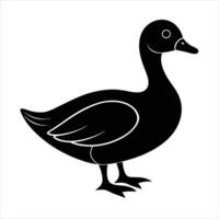 A black silhouette of a duck on a white background vector