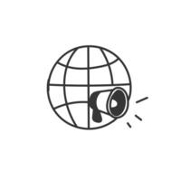 a globe with a megaphone icon on it vector