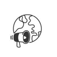 globe and megaphone icon vector