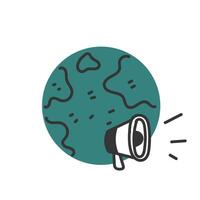 a megaphone is pointing at the earth vector
