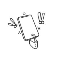 a black and white drawing of a phone locked with padlock vector