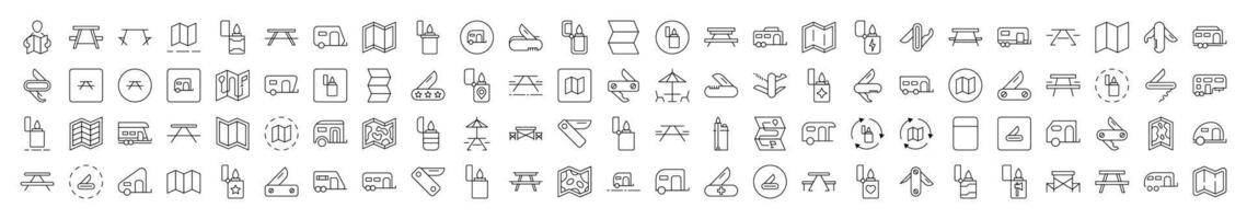 Beach, Umbrella, Surfing, Lifeline, Summer Rest Minimalistic Images Drawn with Thin Line. Collection of Various Design Elements that Can Be Used for Apps, Articles, Web Sites, Social Media vector