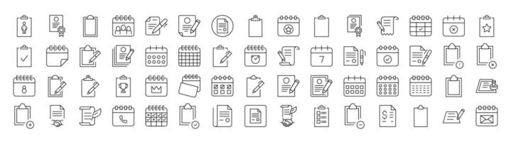 Documents, Clipboard, Calendar Simple Icon Collection. Editable Stroke. Perfect for Infographics, Articles, Books, Flyers, Banners vector