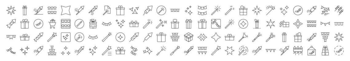 Collection of Signs of Holidays, Garlands, Magic Wand, Firework for apps, web sites, banners, infographics and other types of design vector