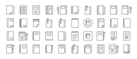 Notebook Related Line Icons for Web Sites, Books, Cards, Apps. Editable Stroke. Suitable for Web Sites, Books, Cards, Apps vector
