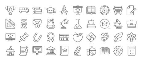 School, Student Book, University, Education Simple Isolated Line Icons Collection. Editable Stroke. Suitable for Web Sites, Books, Cards, Apps vector