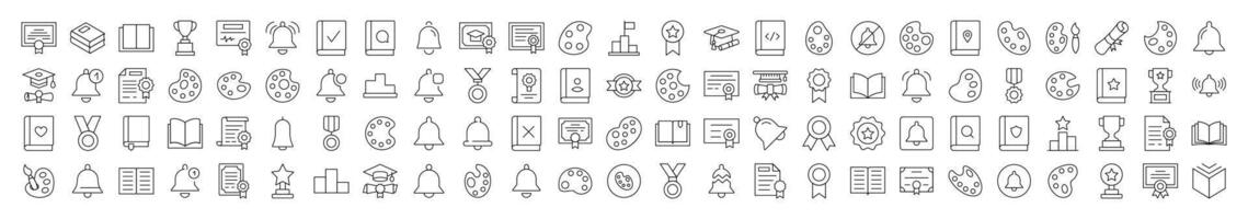 Award, Ring, Book, Medal, Watercolor Related Line Icons for Web Sites, Books, Cards, Apps. Editable Stroke. Suitable for Web Sites, Books, Cards, Apps vector