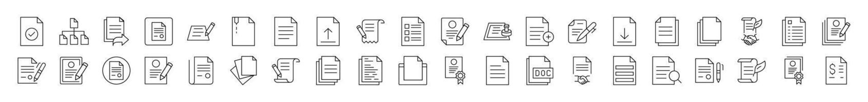 Document, Contract, Presentation Related Image Collection. Editable Stroke. Perfect for Infographics, Articles, Books, Flyers, Banners vector