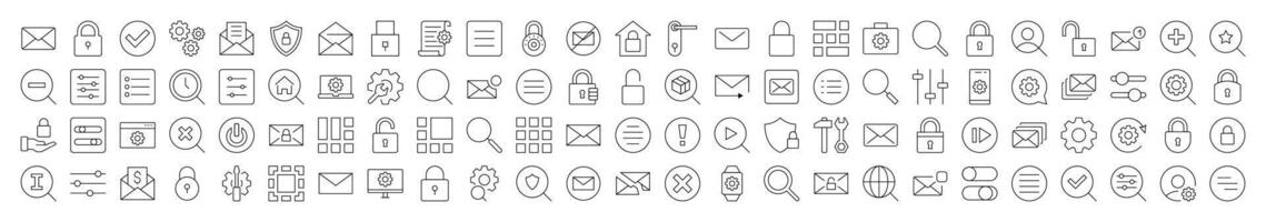 Apps and Web Page Line Icon Bundle. Editable Stroke. Minimalistic Linear Pictogram for Design of Cards, Apps, Banners, Posts vector