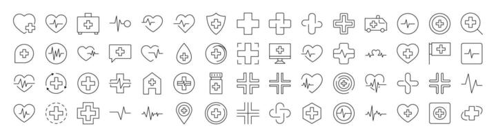 Medical Cross Simple Isolated Line Icons Collection. Editable Stroke. Suitable for Web Sites, Books, Cards, Apps vector