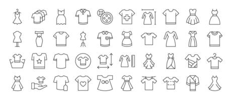 Dresses and T Shirts Outline Simple Linear Image Collection. Editable Stroke. Suitable for Web Sites, Books, Cards, Apps vector
