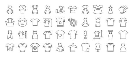 Dresses and T Shirts Collection of Thin Icons. Editable Stroke. Suitable for Web Sites, Books, Cards, Apps vector