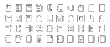 Notebook Pack of Thin Icons. Editable Stroke. Suitable for Web Sites, Books, Cards, Apps vector