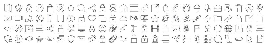 Interface Outline Style Icons for Design, Cards, Apps, Social Networks vector