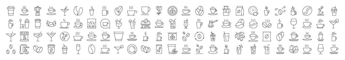 Coffee, Tee, Cups, Grain Related Linear Symbol Drawn with Thin Line for Interface, Booklets, Cards, Posts, Infographics vector