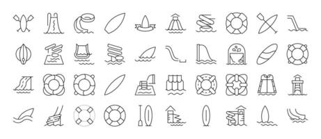 Lifeline and Water Slide Icon Set for UI, Placards, Books, Apps. Editable Stroke. Suitable for Web Sites, Books, Cards, Apps vector