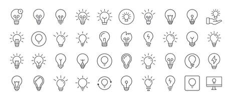 Lightbulbs, Lamps Thin Icons Collection. Editable Stroke. Suitable for Web Sites, Books, Cards, Apps vector