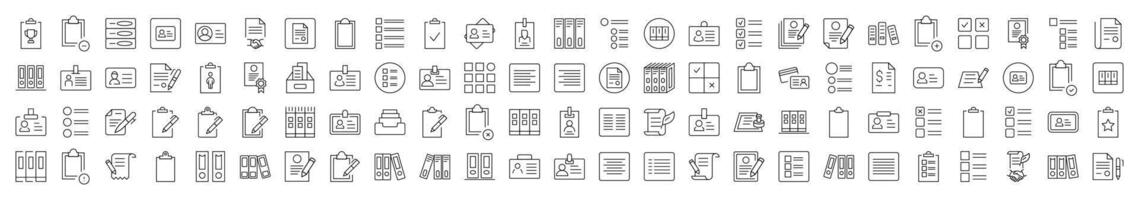 Paper Job Line Icon Pack. Modern Collection for Design, Web Sites, Apps, Cards. Contains Linear Images of Documents, Office, Work vector