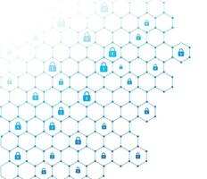 Global Network Security Pattern With Padlock and Hexagon technology Isolated on White background. Concept of Data Protection and Internet Security vector