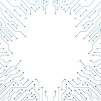 Circuit Board Electronics Digital Technology Banner Blue. Central Computer Processors CPU Concept. Motherboard Digital Chip. vector