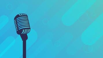 Microphone with modern gradient rounded lines background vector